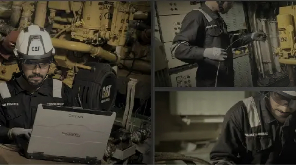 Caterpillar diesel engine service in vessel engine room